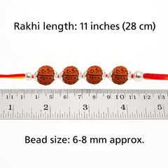Sterling Silver 4 Rudraksha Rakhi