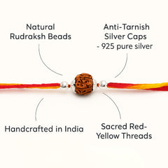 Sterling Silver Single Rudraksha Rakhi
