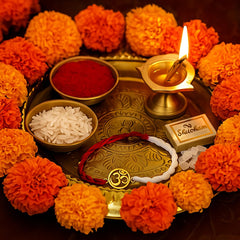 Yellow Gold Plated OM Rakhi