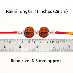 Sterling Silver 2 Rudraksha Rakhi