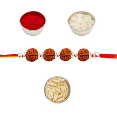 Sterling Silver 4 Rudraksha Rakhi for Brother | Raksha Bandhan Gift