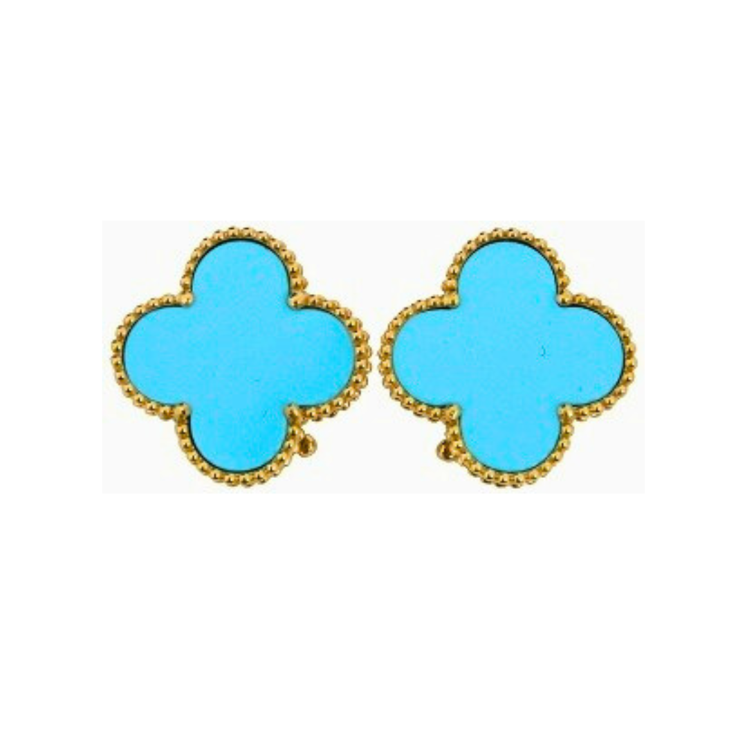 925 Sterling Silver Milgrain Bezel Set Clover Gemstone Studs Earring | Best Gift for Women