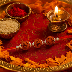 Sterling Silver 3 Rudraksha Rakhi