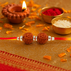 Sterling Silver 2 Rudraksha Rakhi