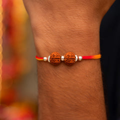 Sterling Silver 2 Rudraksha Rakhi