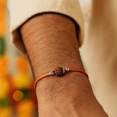 Sterling Silver Single Rudraksha Rakhi