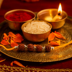 Sterling Silver 4 Rudraksha Rakhi