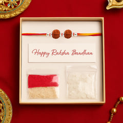 Sterling Silver 2 Rudraksha Rakhi