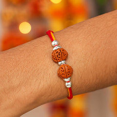 Sterling Silver 2 Rudraksha Rakhi