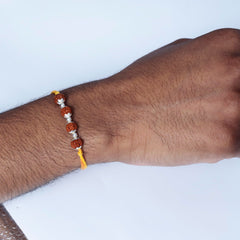Sterling Silver 4 Rudraksha Rakhi
