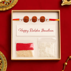 Sterling Silver 3 Rudraksha Rakhi
