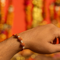 Sterling Silver 3 Rudraksha Rakhi