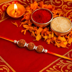 Sterling Silver 3 Rudraksha Rakhi