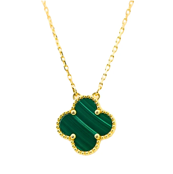 925 Sterling Silver Milgrain Bezel Set Clover Gemstone Pendant Necklace | Best Gift for Her
