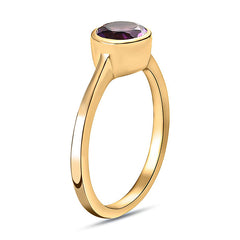 Amethyst February Birthstone Bezel set Solitaire Ring in 18K Yellow Gold Vermeil Overlay Sterling Silver for Women | 12 Birthstones | AAA+ Quality | Handcrafted | Best Gift for Her | Goldhartz