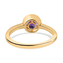 Amethyst February Birthstone Bezel set Solitaire Ring in 18K Yellow Gold Vermeil Overlay Sterling Silver for Women | 12 Birthstones | AAA+ Quality | Handcrafted | Best Gift for Her | Goldhartz