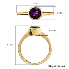 Amethyst February Birthstone Bezel set Solitaire Ring in 18K Yellow Gold Vermeil Overlay Sterling Silver for Women | 12 Birthstones | AAA+ Quality | Handcrafted | Best Gift for Her | Goldhartz