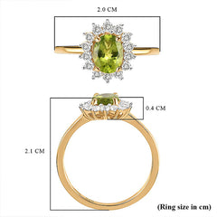 Peridot August Birthstone Princess Diana Inspired Halo Ring in 18K Yellow Gold Vermeil Overlay Sterling Silver for Women | 12 Birthstones | AAA+ Quality | Handcrafted | Best Gift for Her | Royal Radiance | Goldhartz