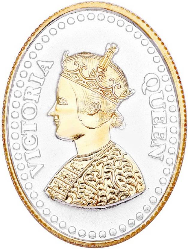 999 Fine Silver with Gold Plated Queen Victoria - 5 gm Oval Silver Coin Set for Saving/ Gifting | Goldhartz